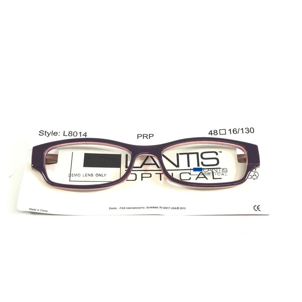 Lantis Optical Eyeglasses Frame L8014 PRP Purple Rectangle Crystals 48-16-130